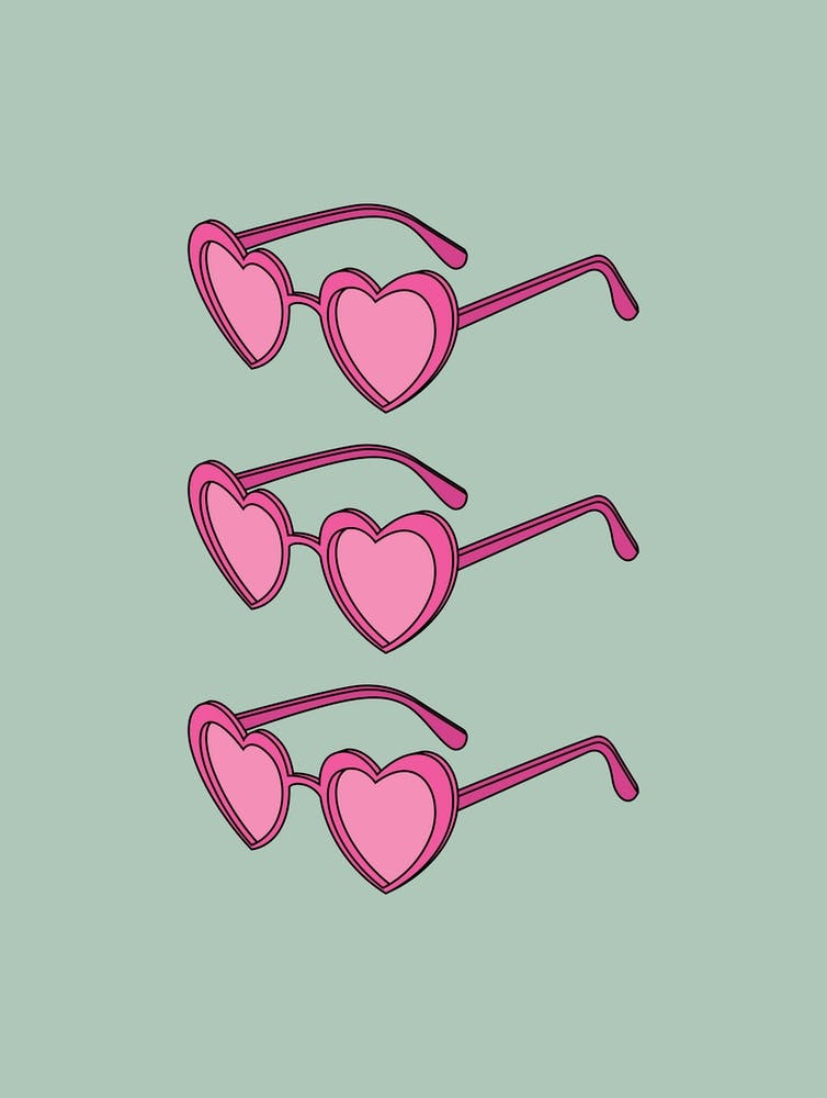 Green And Pink Heart Sunglasses