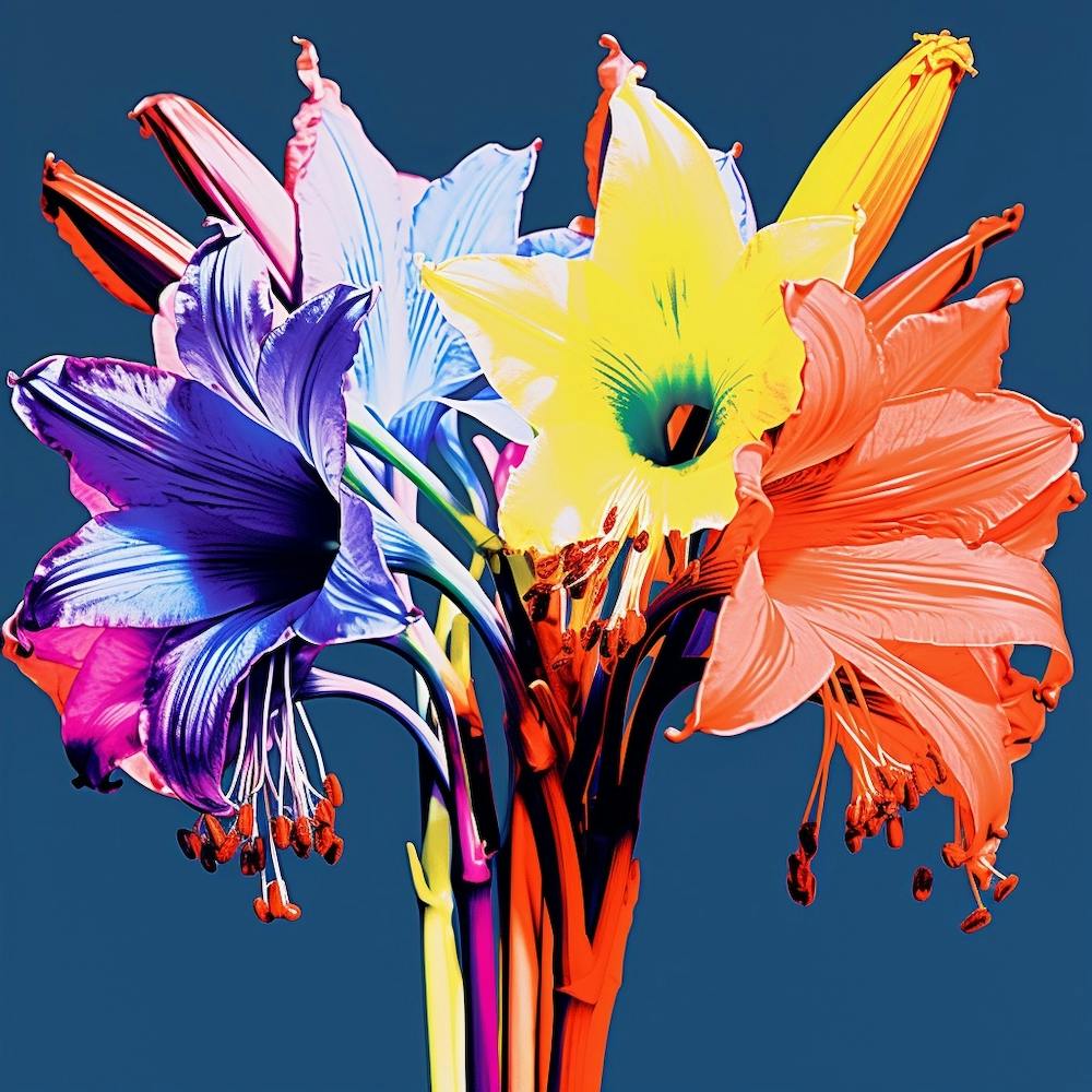 Andy Warhol Style Pop Art Flowers Lily 2 Square