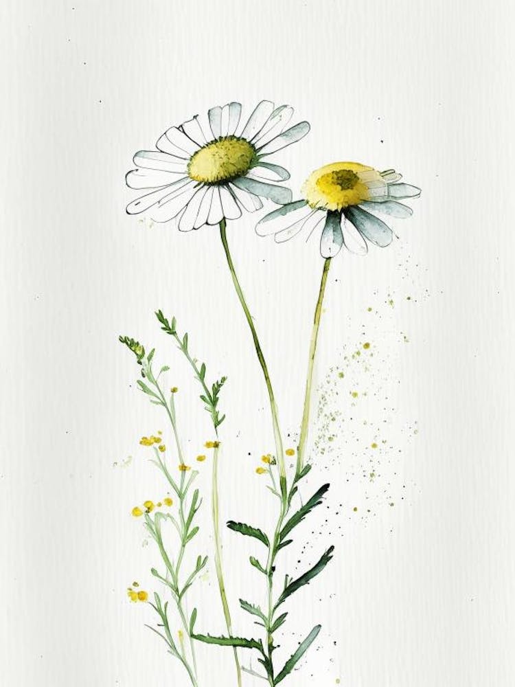 Chamomile Herb Minimalist Watercolour 3