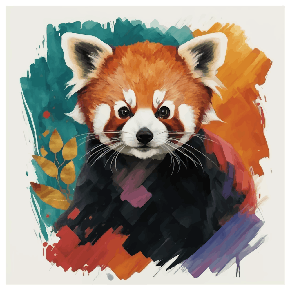 Red Panda abstract art with multi colors