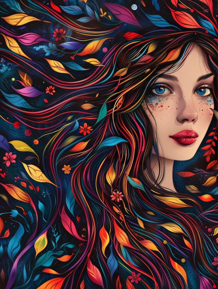 Girl With Colorful Hair
