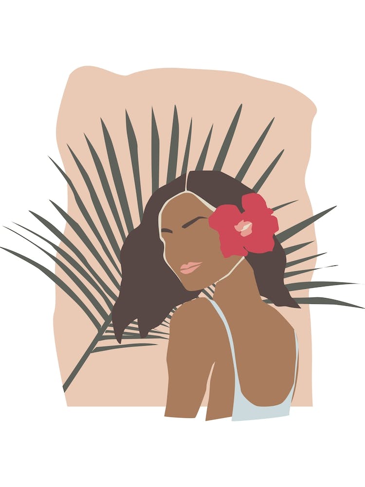 Summer Cutout Girl With Hibiscus