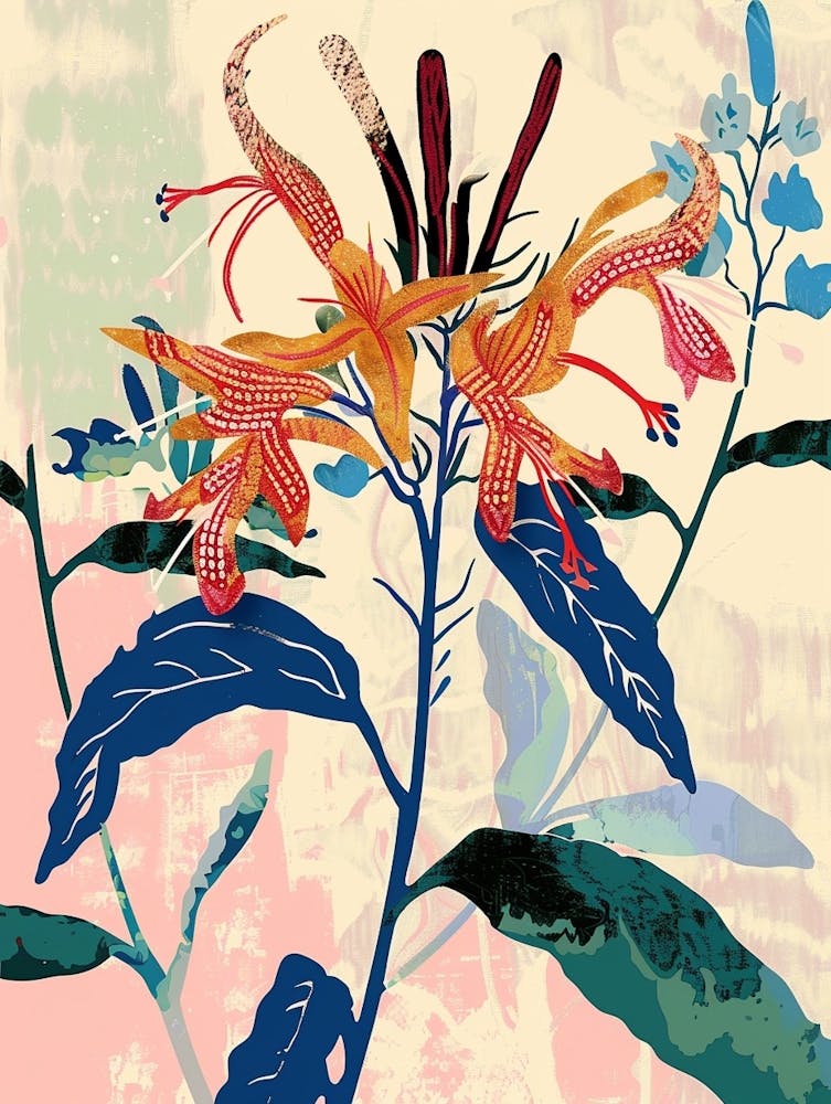 Colourful Flower Illustration Bee Balm 3