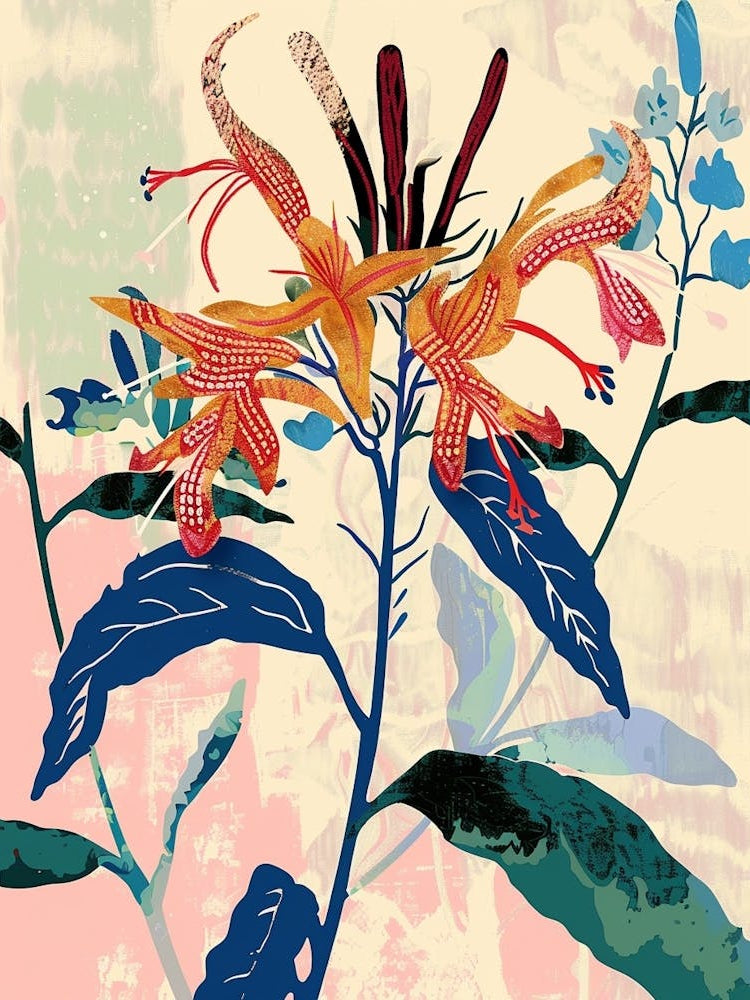 Colourful Flower Illustration Bee Balm 3