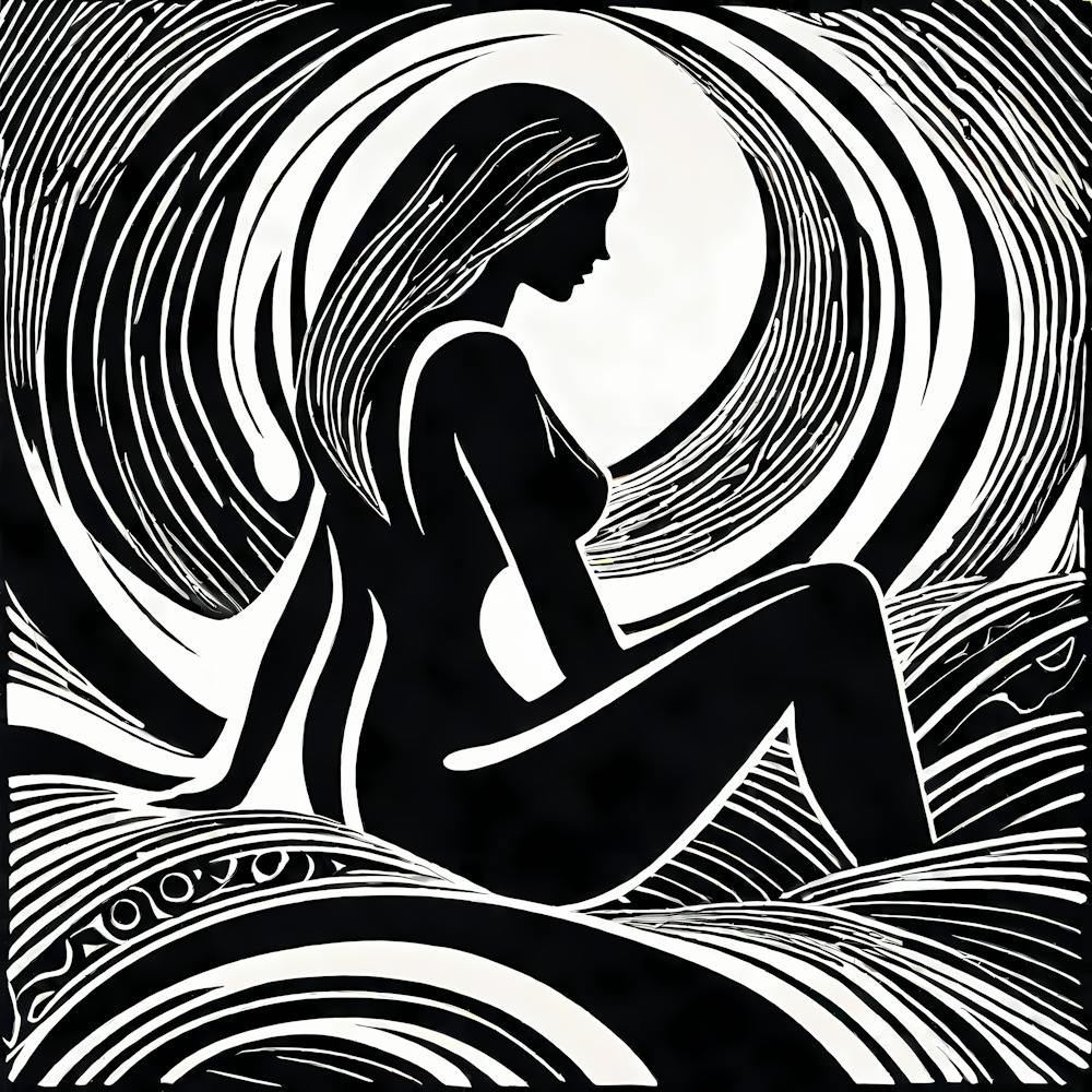 A Linocut inspired woman art, 130