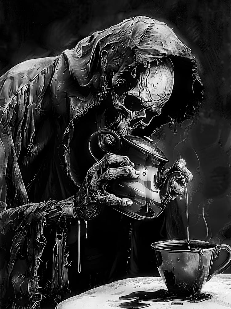 Skeleton Drinking Tea