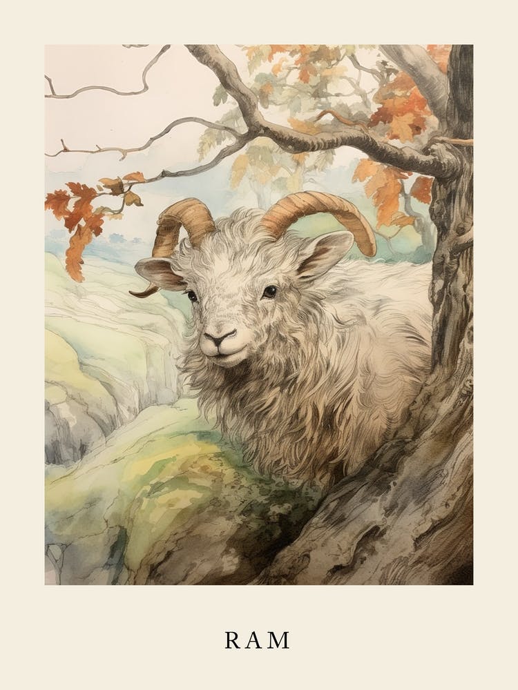 Beatrix Potter Inspiré Aquarelle Animale Bélier 1