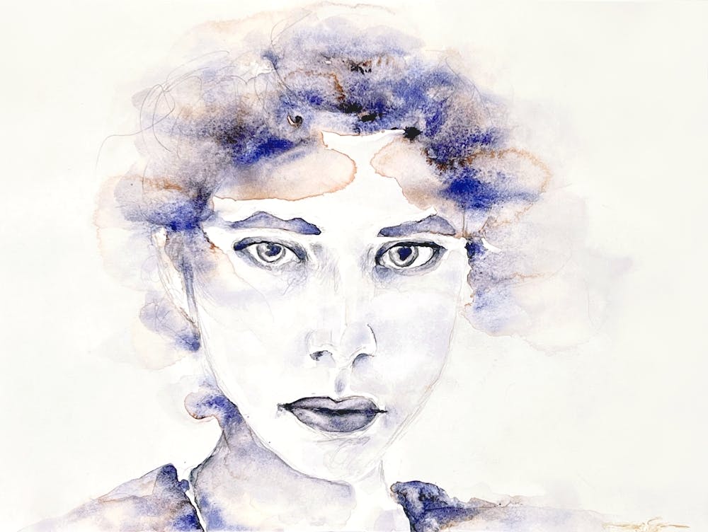 Stare, Watercolor on mixed miedia paper