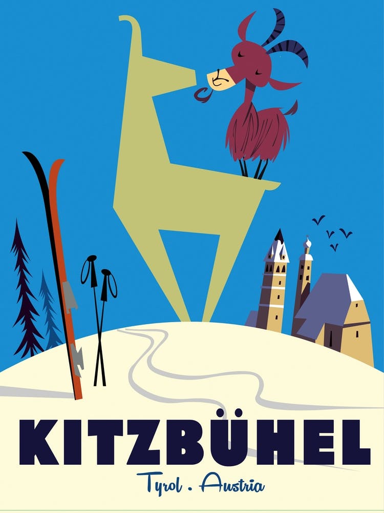 Kitzbuhel Ibex Poster Blue & White