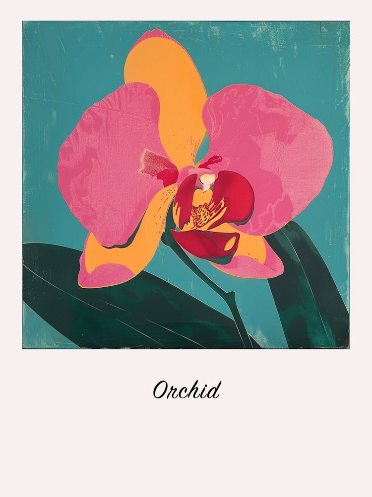 Orchid 2 Square Flower Illustration Poster
