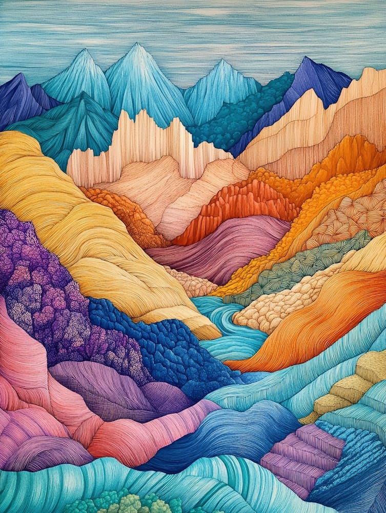 Colourful Mountain Illustration Poster 1