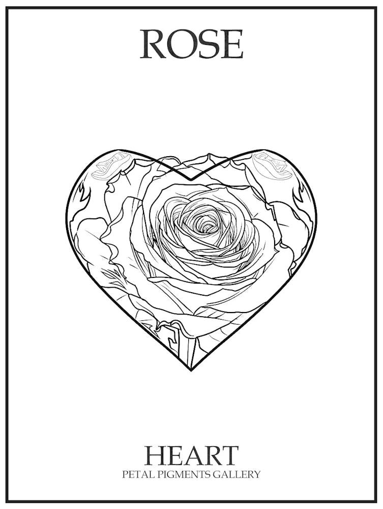 Rose Heart Line Drawing 1 Poster
