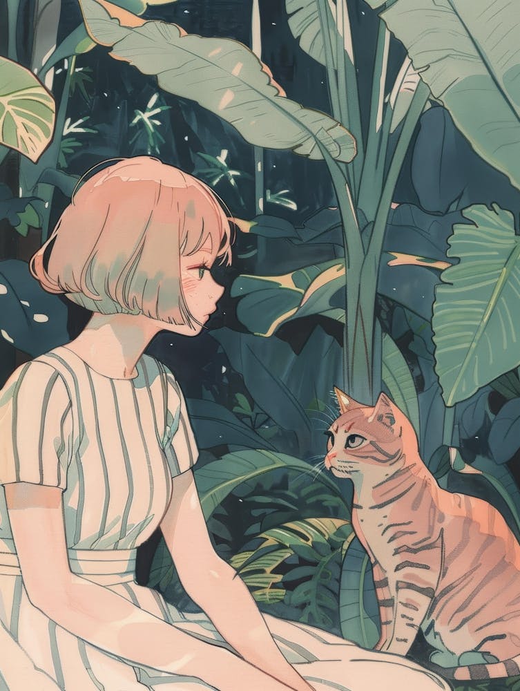 Girl And A Cat 3