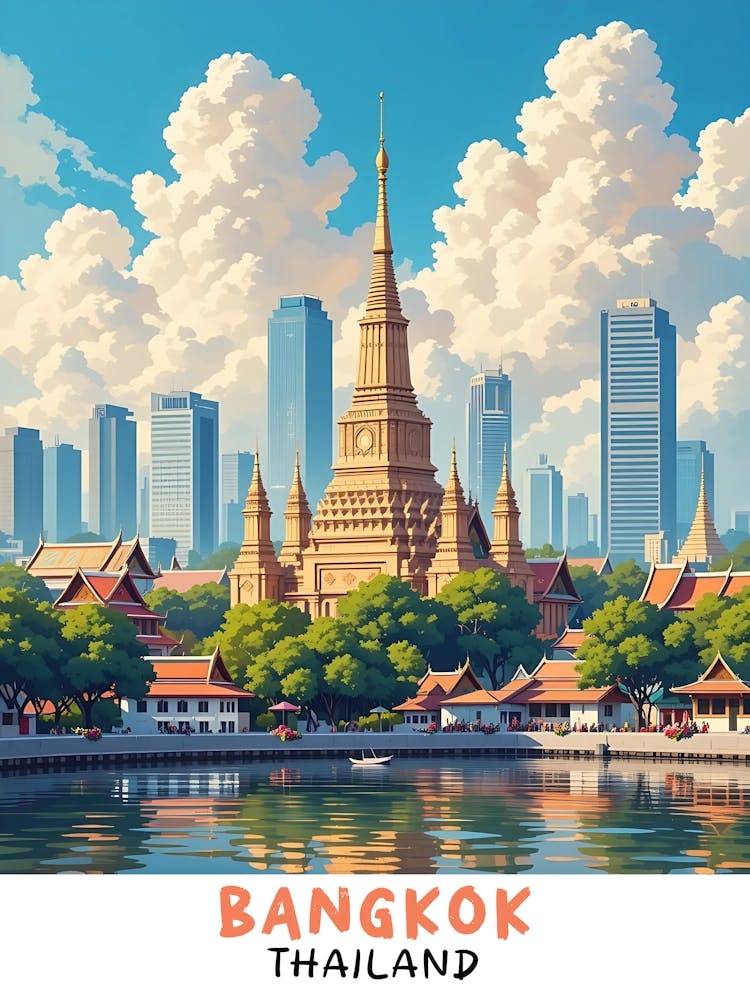 Bangkok - Thailand Vintage Travel Poster 13