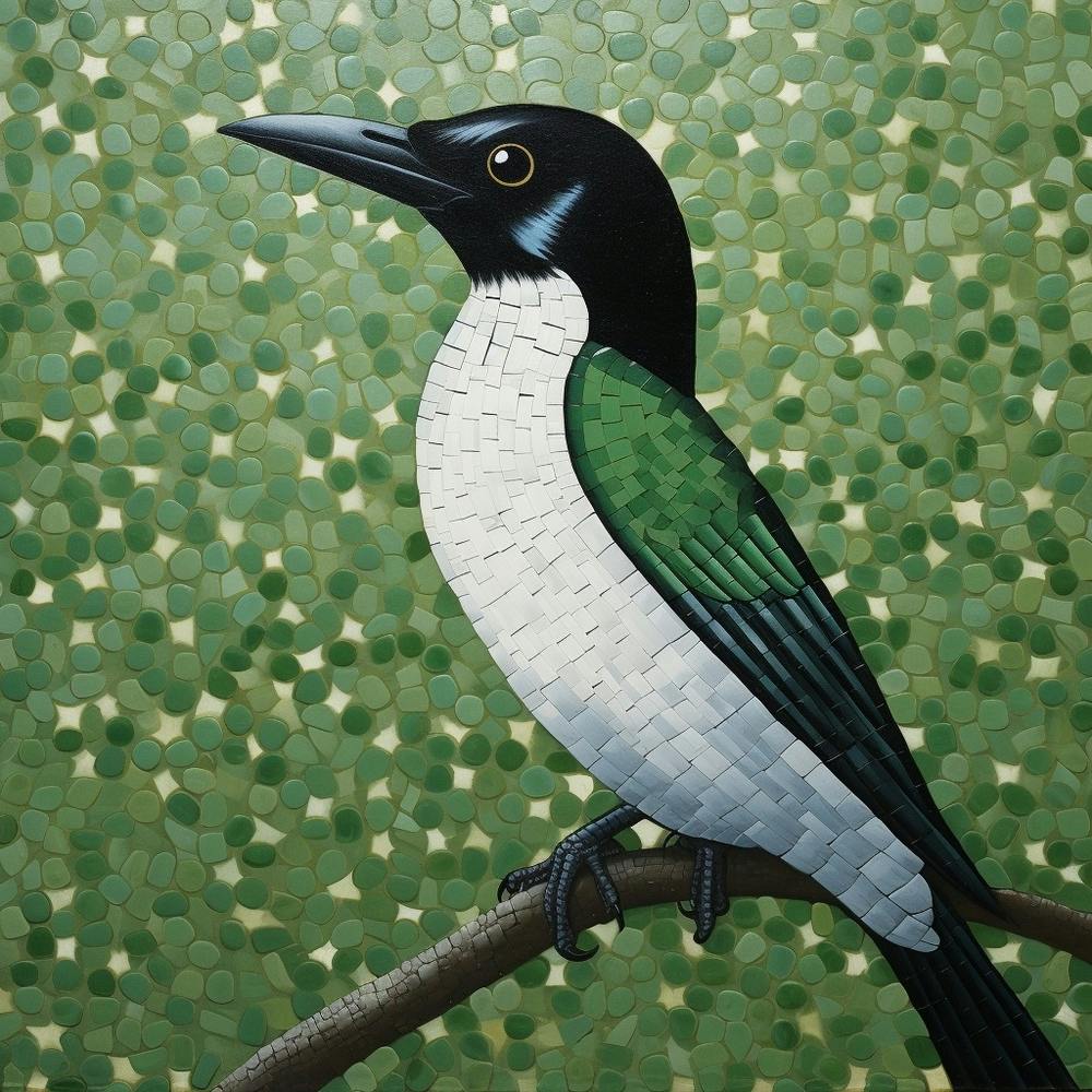 Ohara Koson Inspired Bird Painting Magpie 3 Square