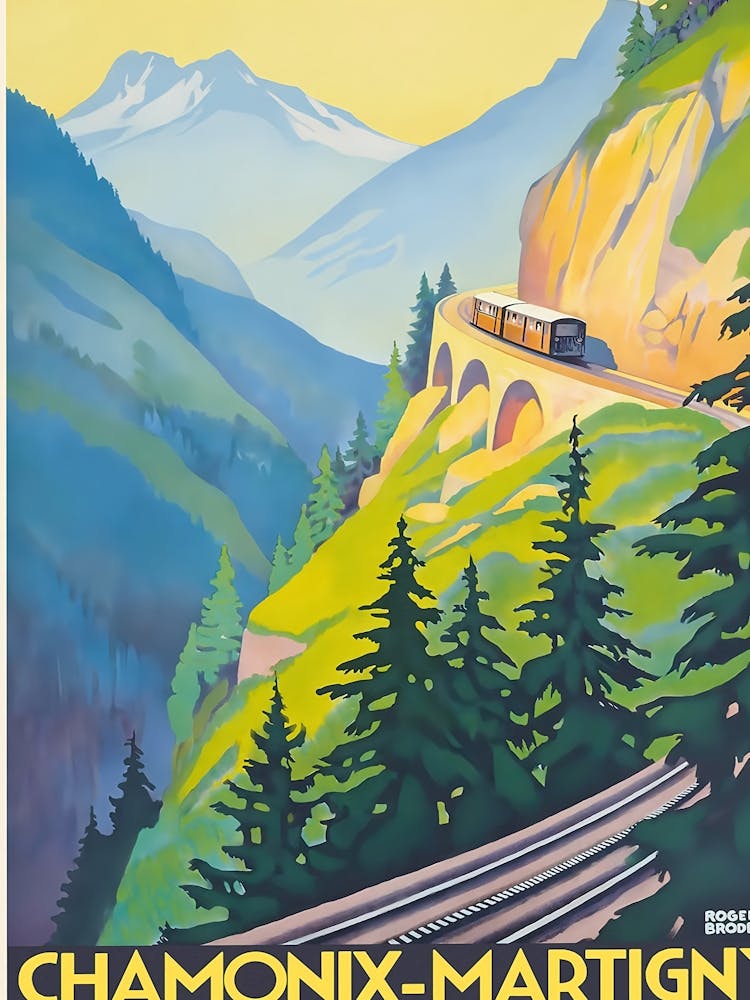 Chamonix Martigny France Vintage Travel Poster