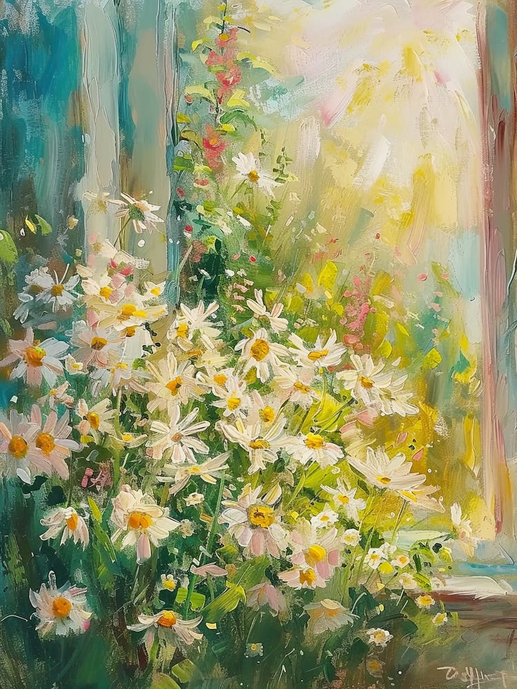 Daisies Flowers On A Cottage Window 8