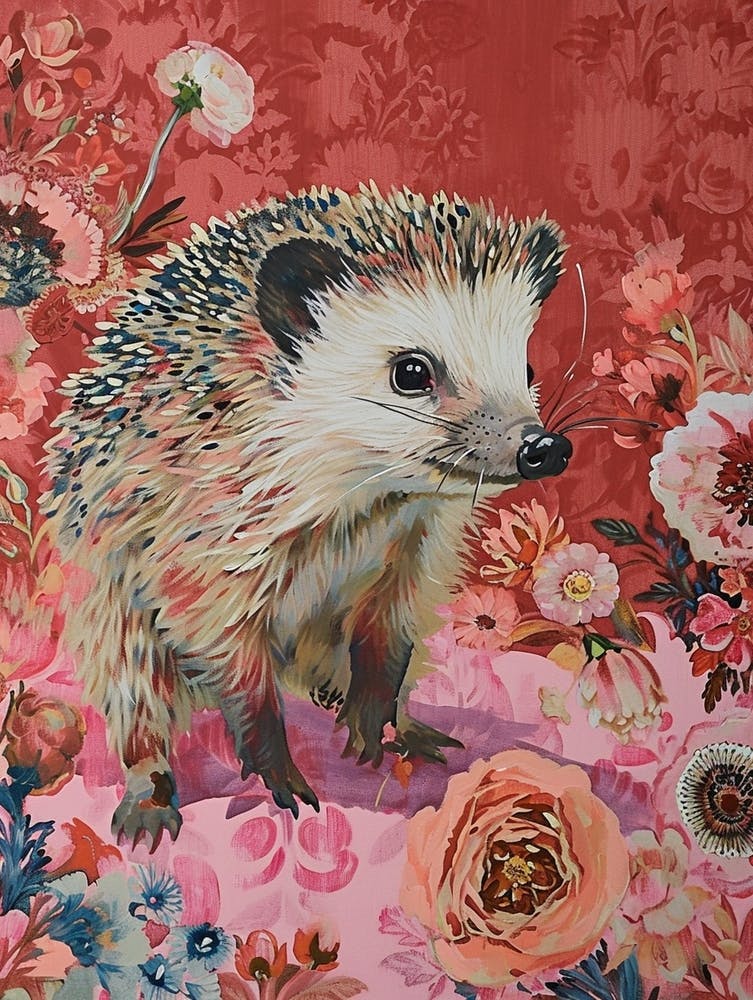Floral Animal Painting Hedgehog 6