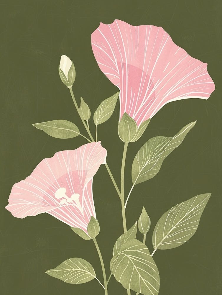 Pink & Green Hollyhock
