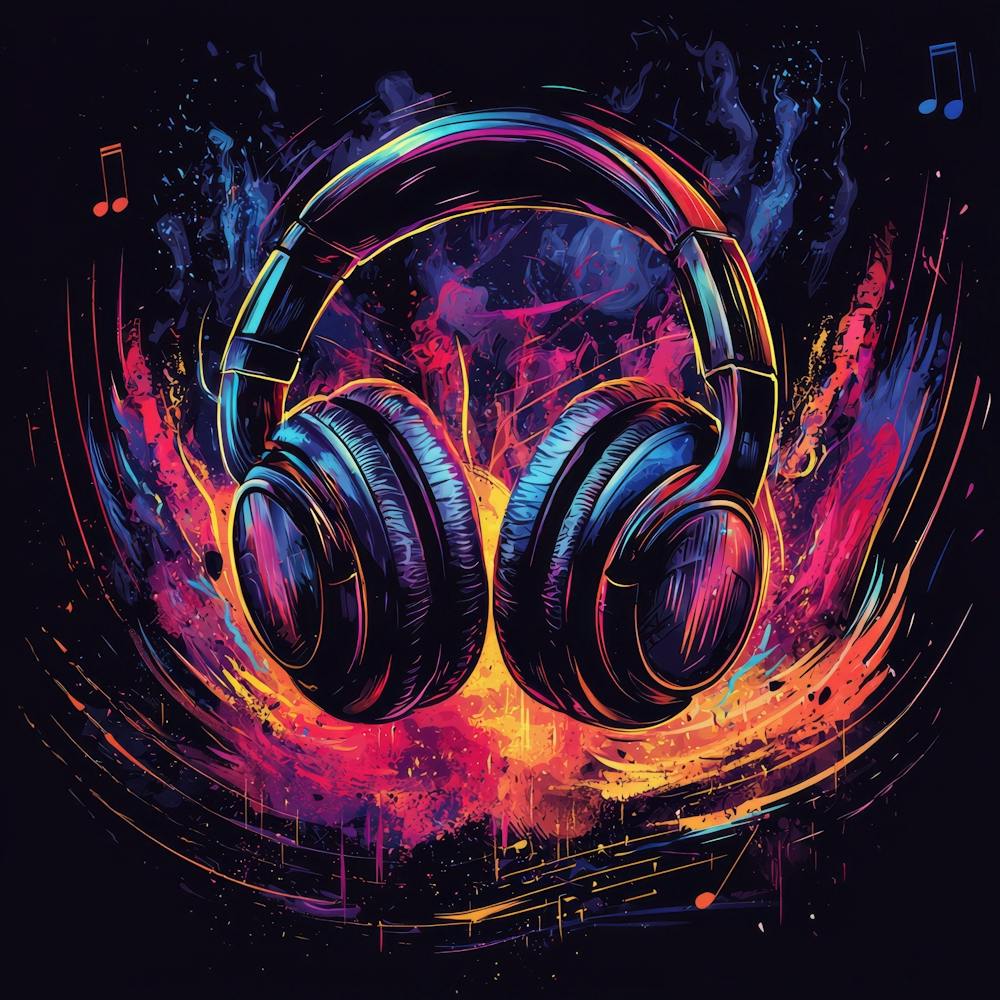 Headphones And Music Notes