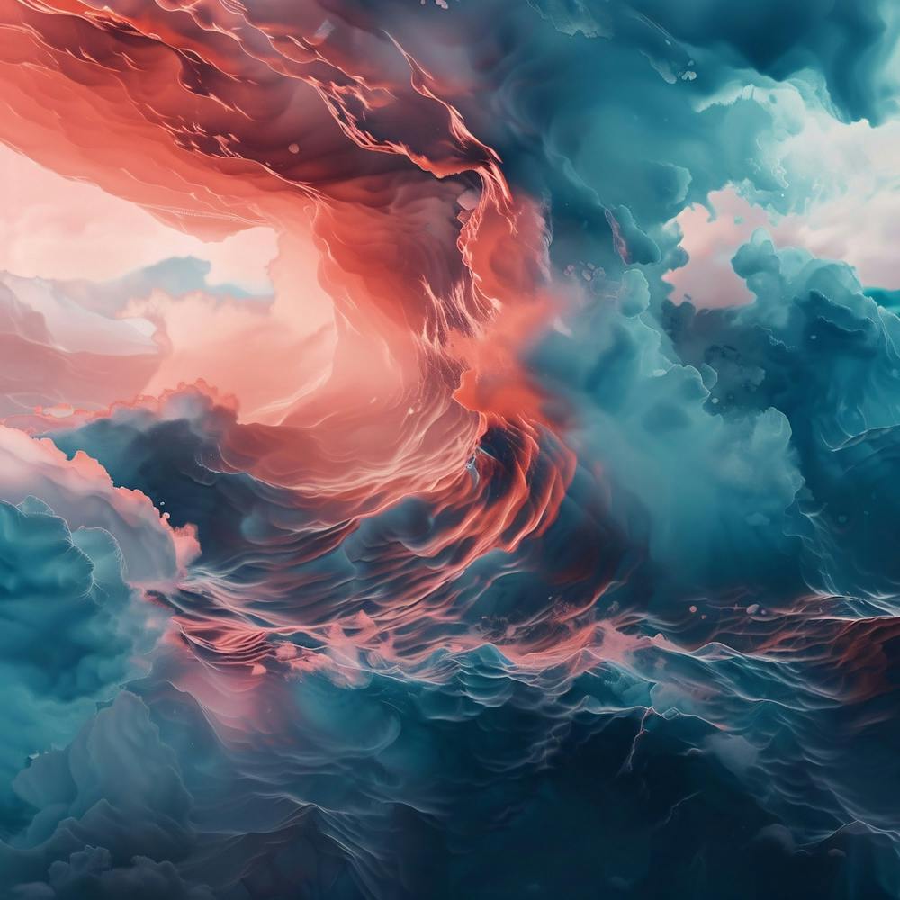 Thatworksmedia - Fond d'écran iPhone - Peinture Abstraite de Nuages Rose et Bleu