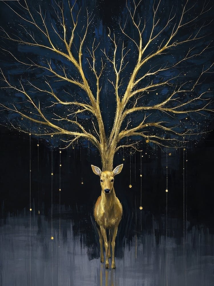 Gold Deer Canvas Print