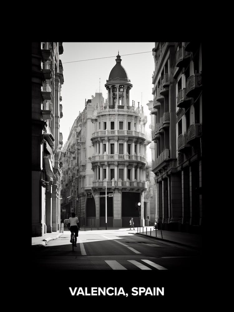 Poster Of Valencia, Spain, Mediterranean Black And White Photography Analogue 5