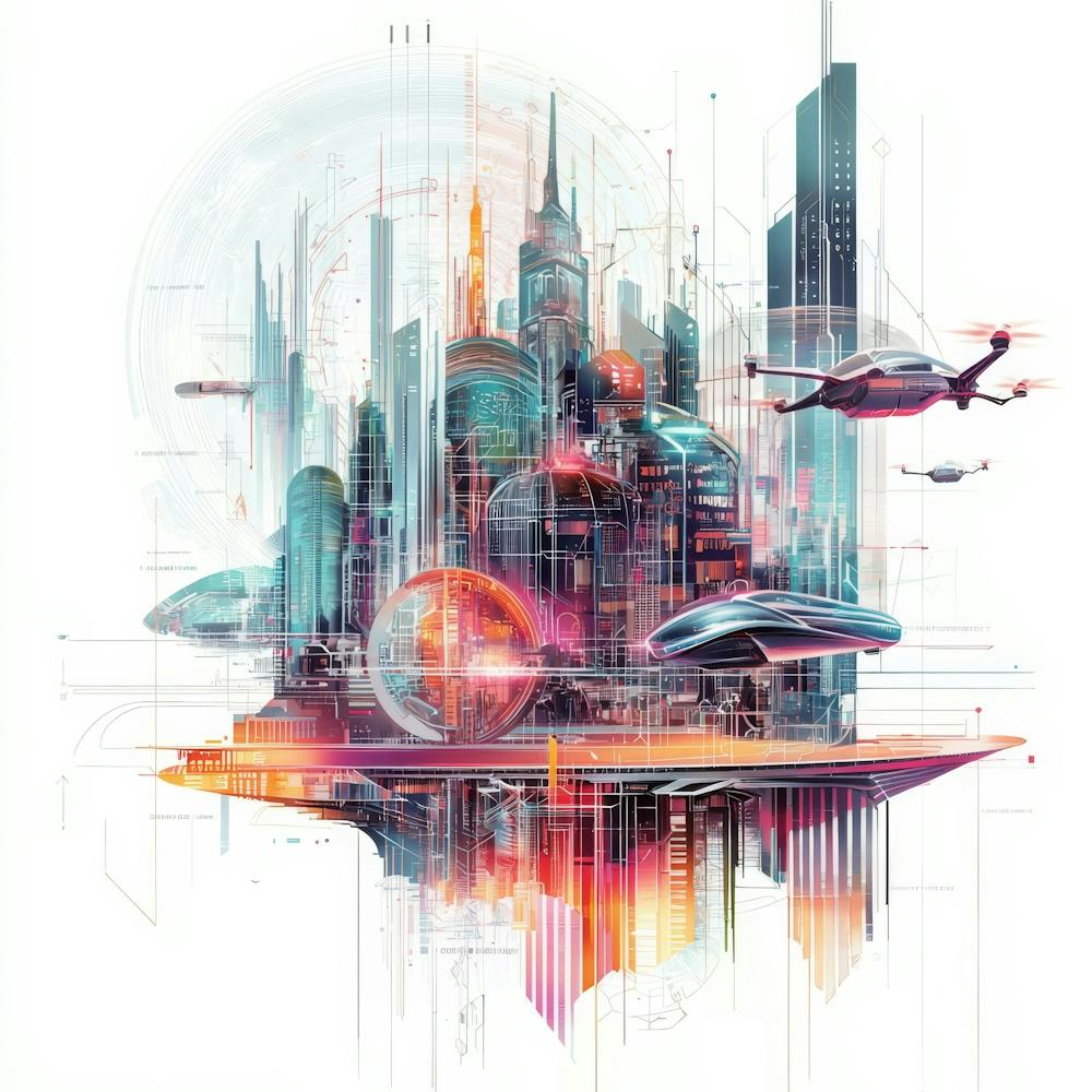 Futuristic City.Generated AI. Wall