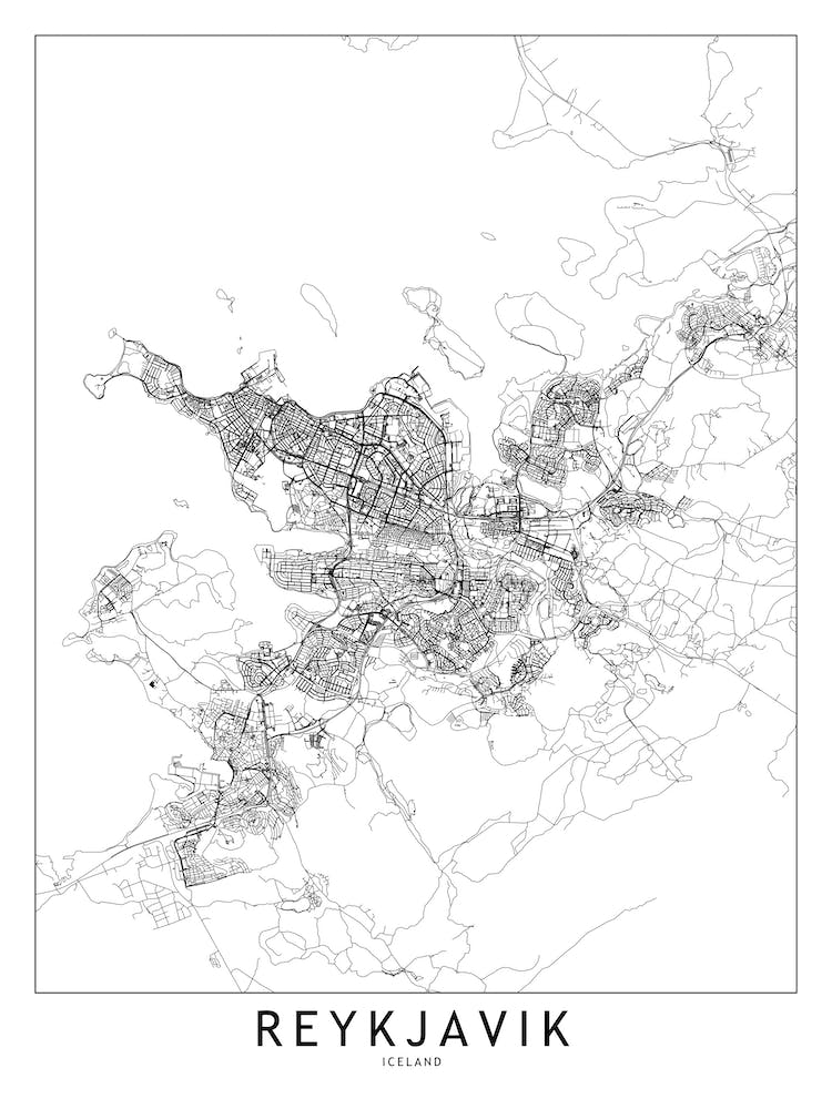 Reykjavik White Map