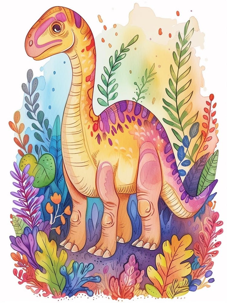 Pastel Rainbow Oviraptor Dinosaur