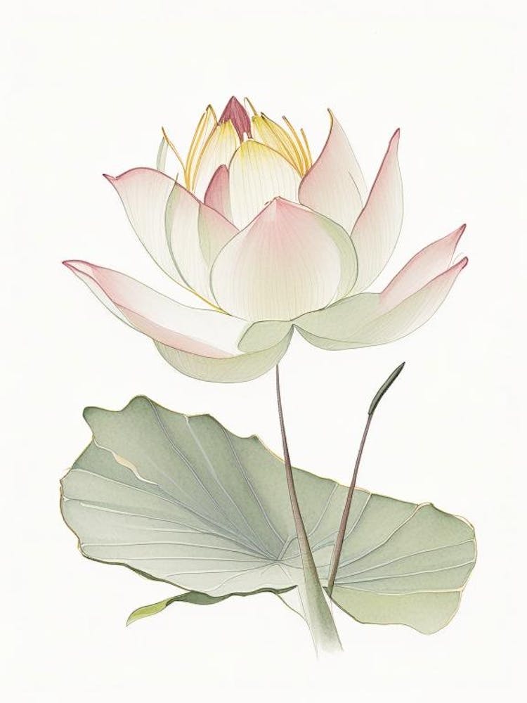 American Lotus Pencil Illustration 4
