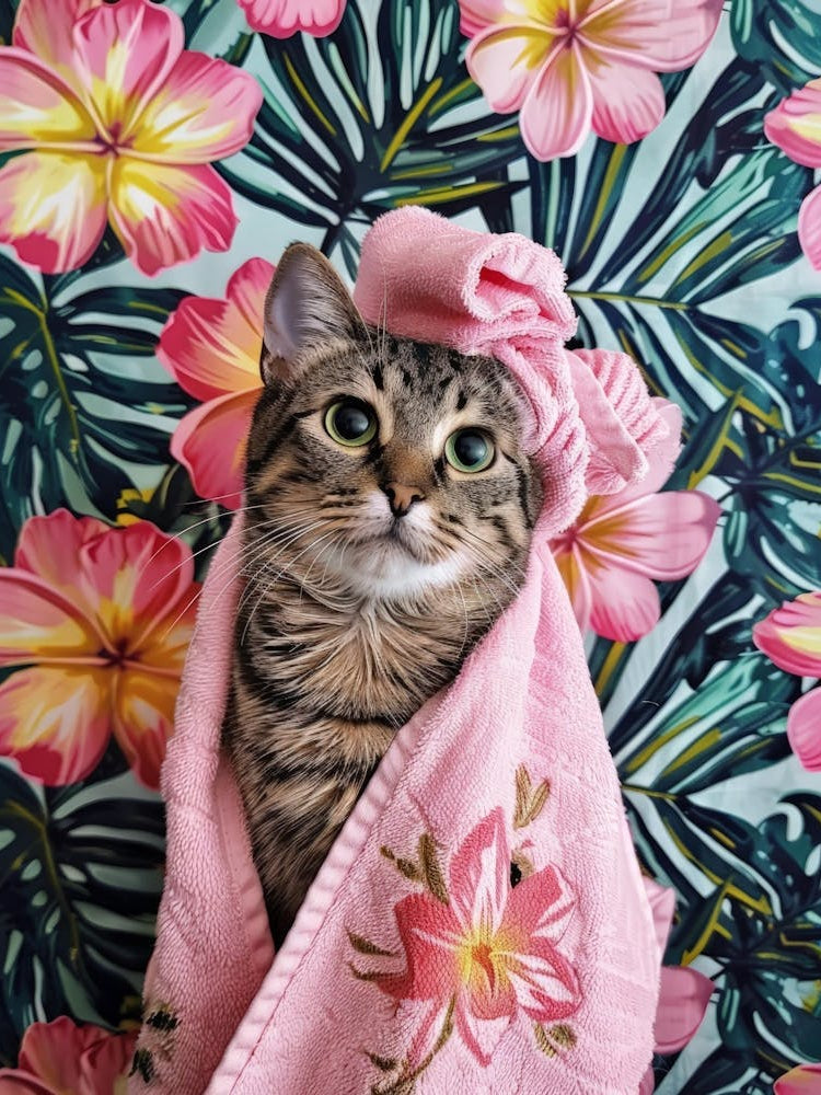 Cat In A Towel