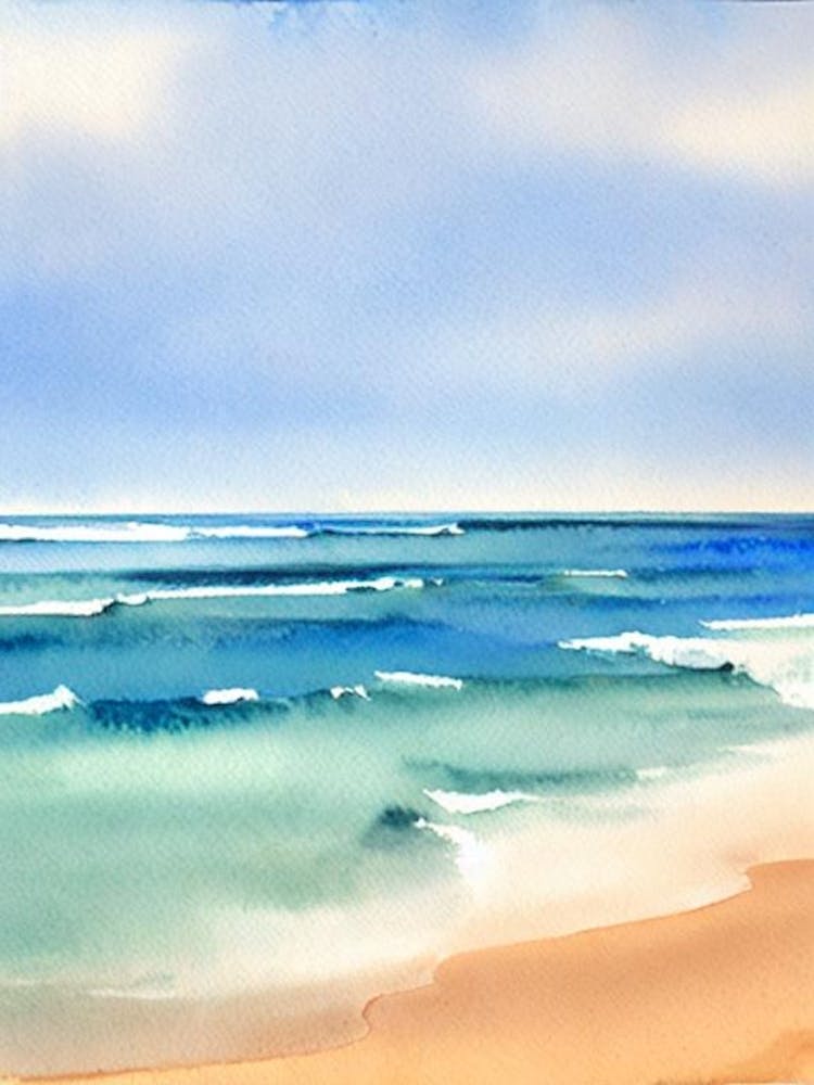 South Curl Curl Beach 2, Australia Watercolour