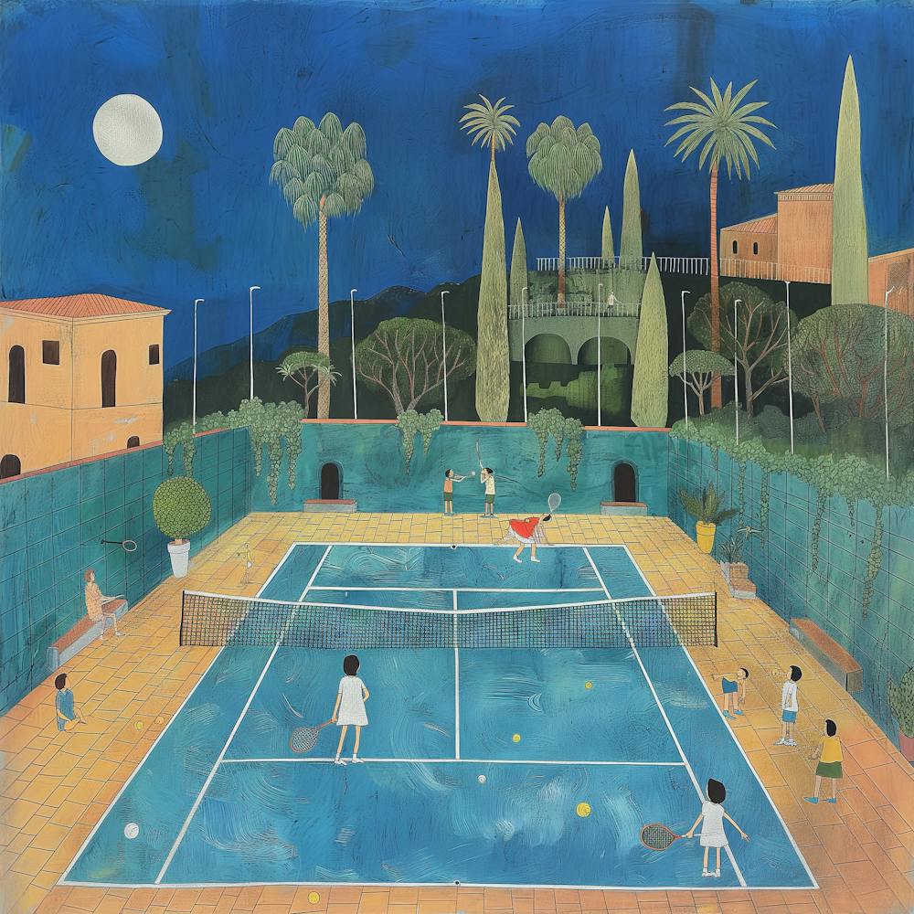 Tennis Court At Night