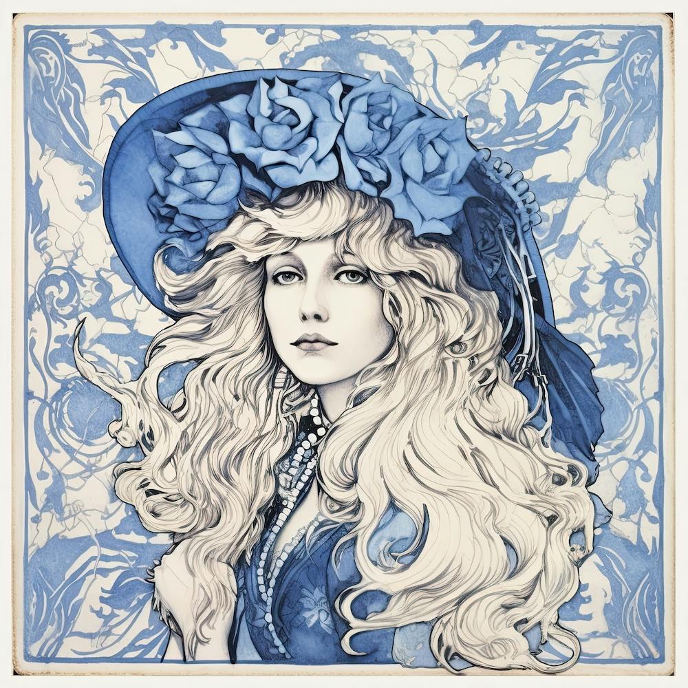 Stevie Nicks Delft Tile Illustration 2