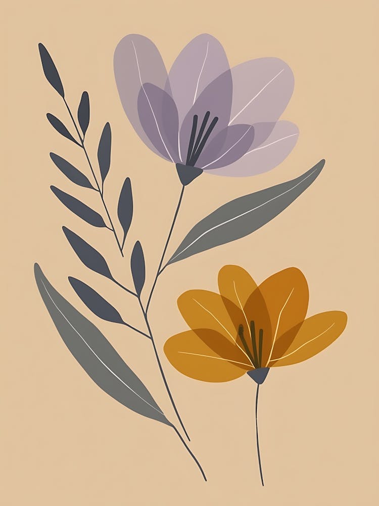 Flowers On A Beige Background 10