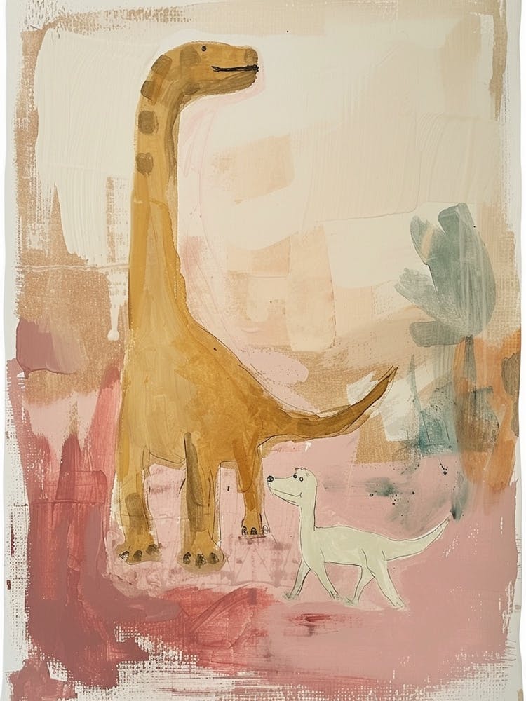 Dinosaur & A Dog Muted Pastels 4