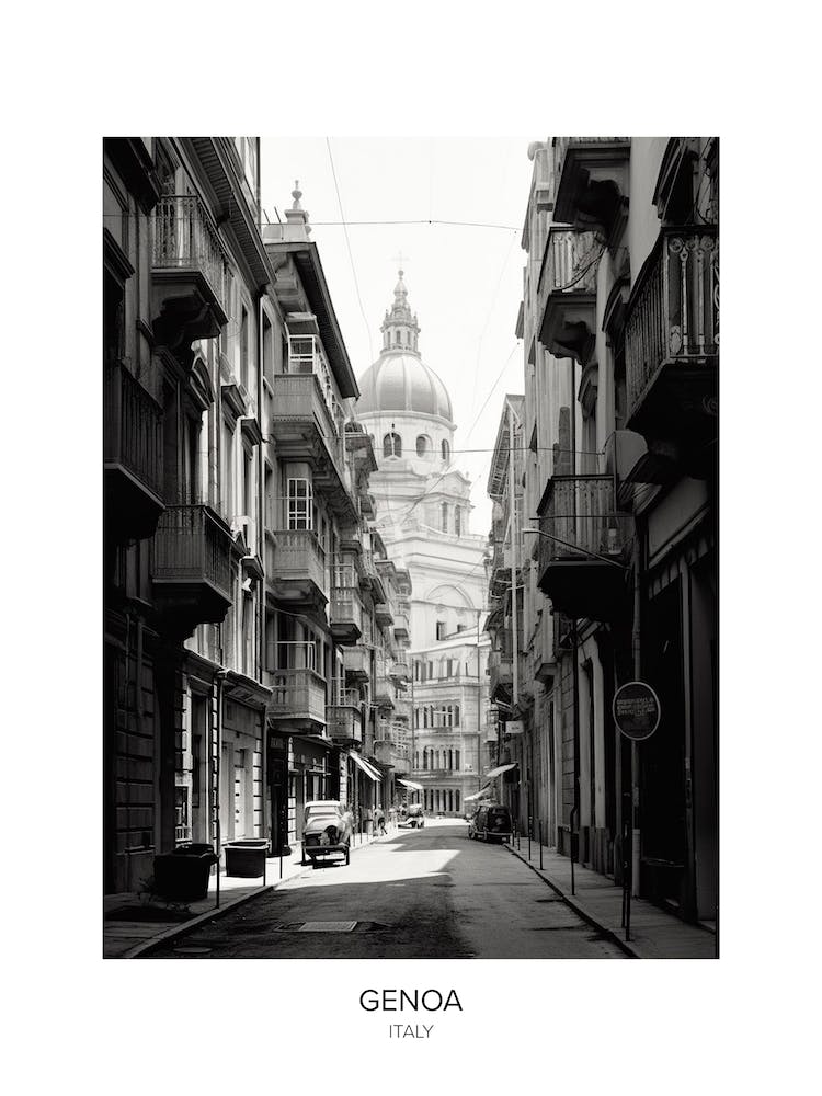 Poster Of Genoa, Italy, Black And White Photo 3