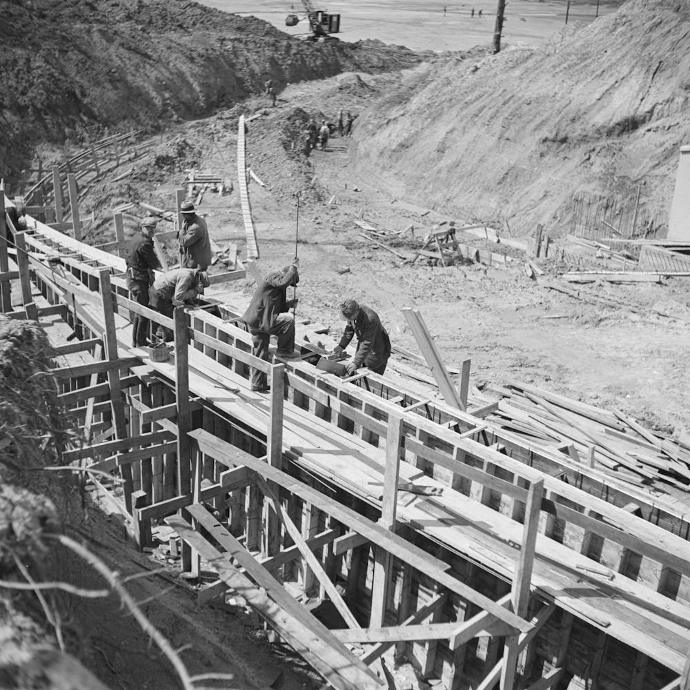 Constructing Forms For Pouring Concrete, Martin Company Development Project, Indiana By Russell Lee