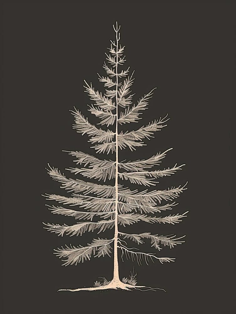 Hemlock Tree Minimalistic Drawing 1