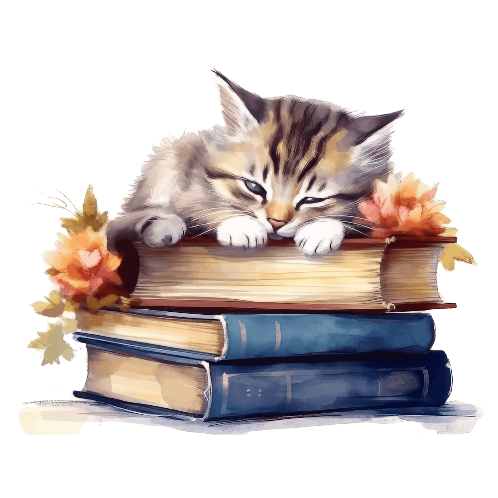 Katze Schläft Auf Büchern 8
