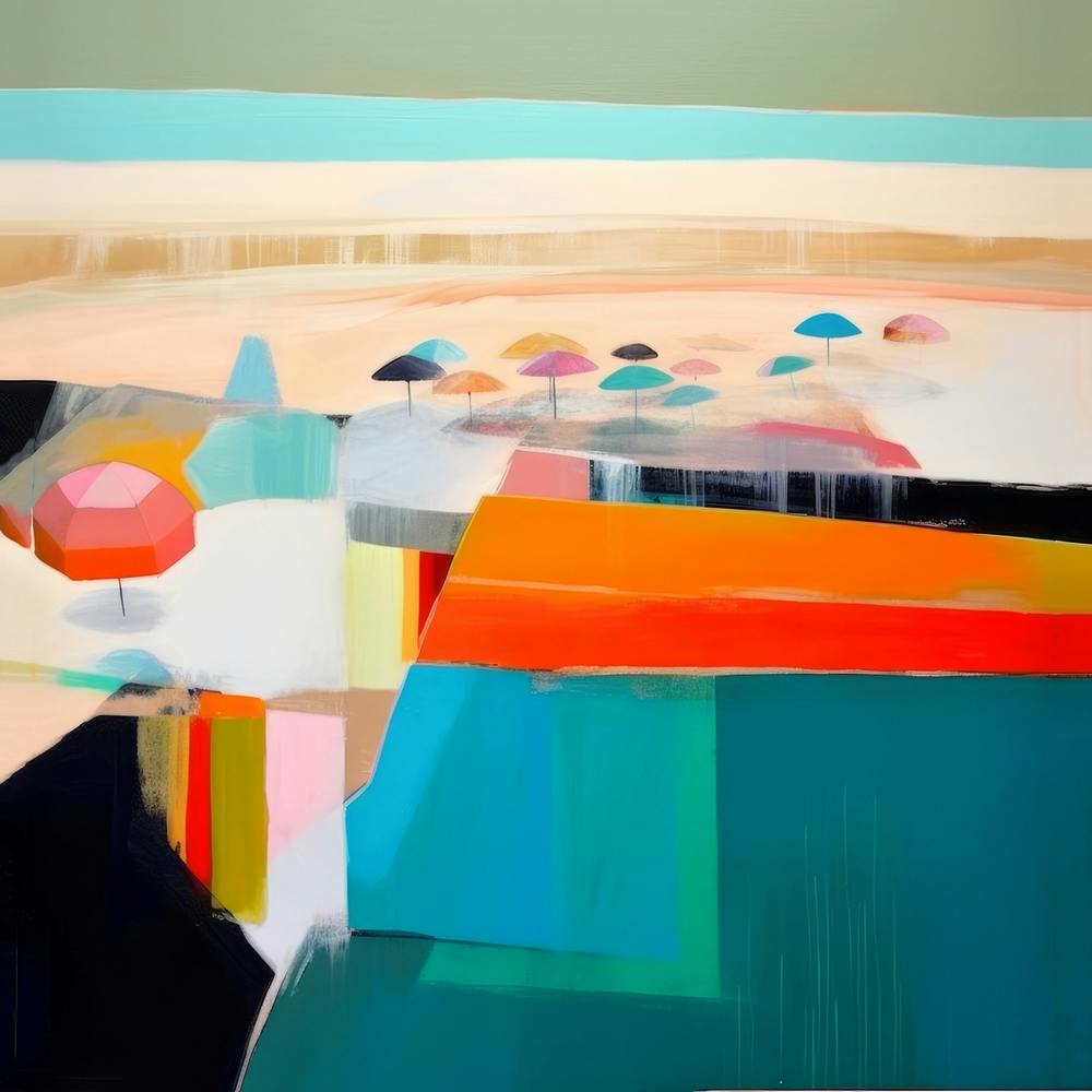Summer Vibes Color Block Modern Beach Art 17