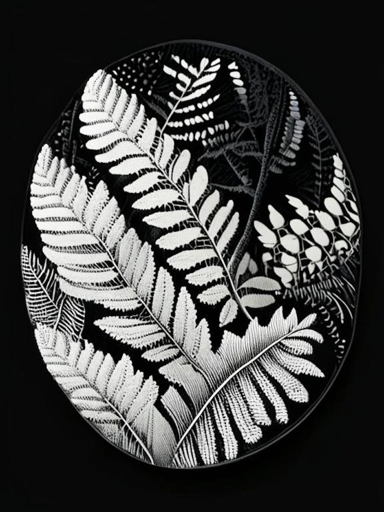 Lemon Button Fern Linocut