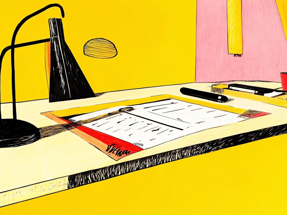 Desk With A Lamp