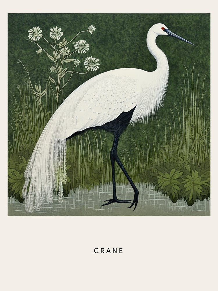 Ohara Koson Inspired Bird Painting Crane 2 Poster