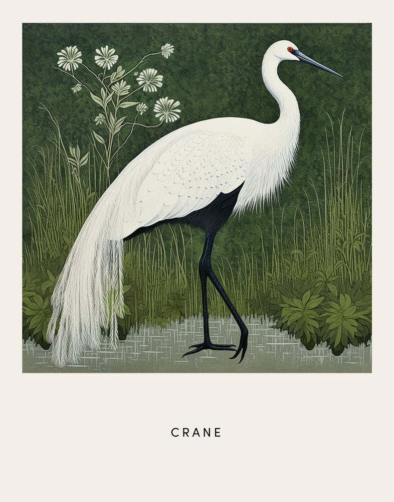 Ohara Koson Inspired Bird Painting Crane 2 Poster