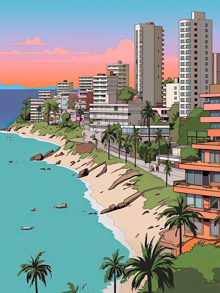 Acapulco, Mexico, Flat Illustration 4