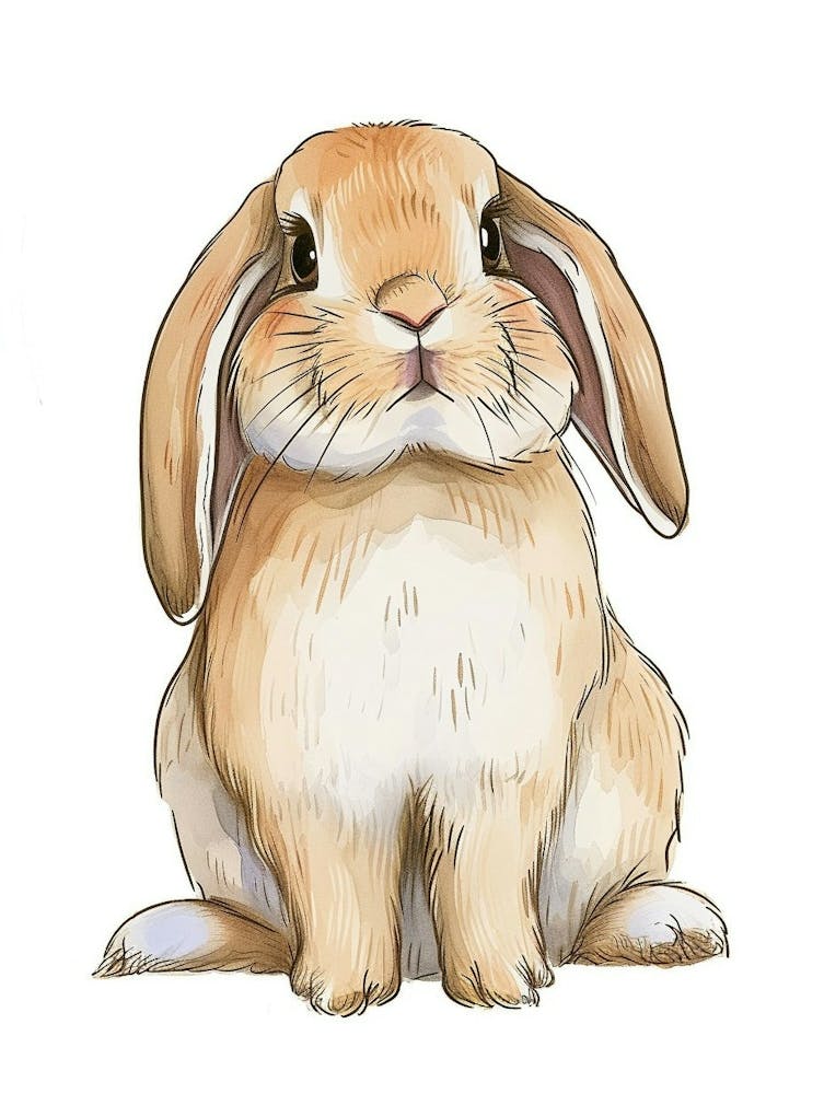 Mini Lop Rabbit Kids Illustration 4