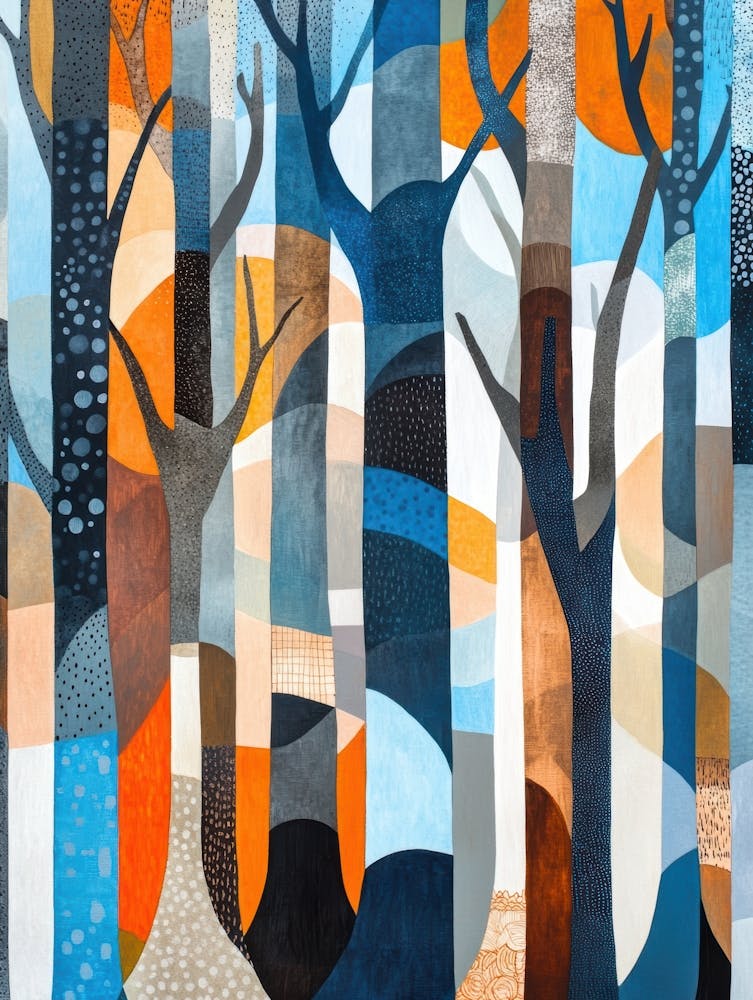 Blaue und Orange Bäume