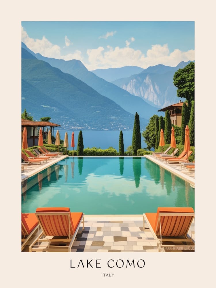 Lake Como Italy 1 Midcentury Modern Pool Poster